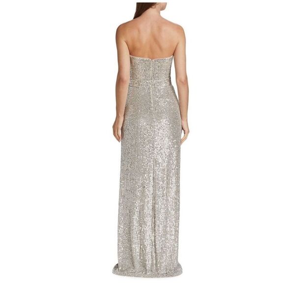 Badgley Mischka Strapless Sequin Bow Gown Size 14 - Picture 3 of 11